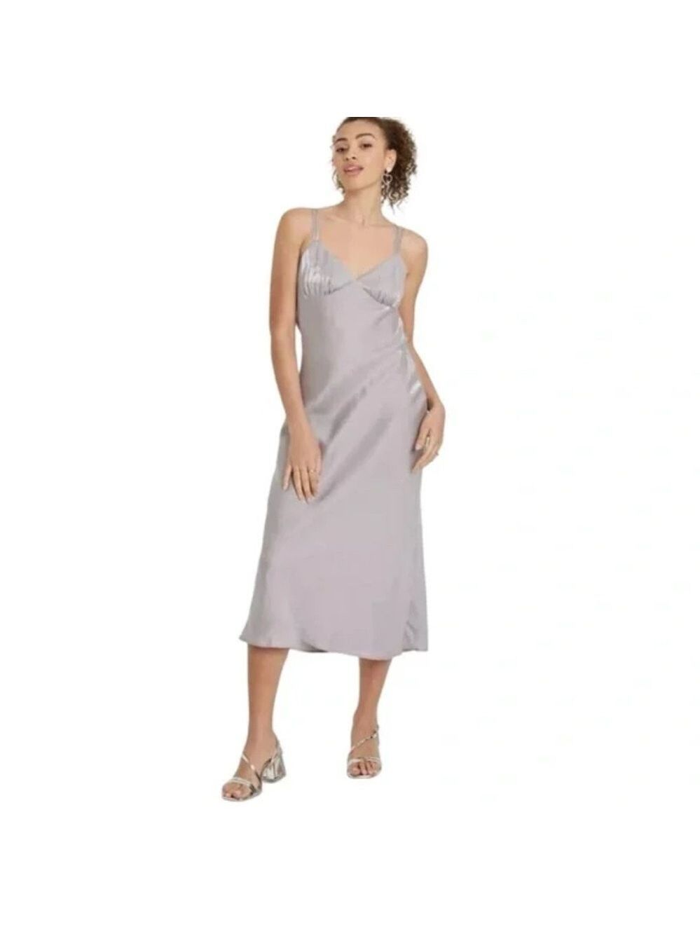 NWT Wild Fable Women's Size XL Iridescent Maxi Slip Dress Silver